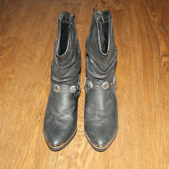 Handcrafted Dingo Black Faux Leather Western Cowgirl Boots size 9 wide - Picture 3 of 9